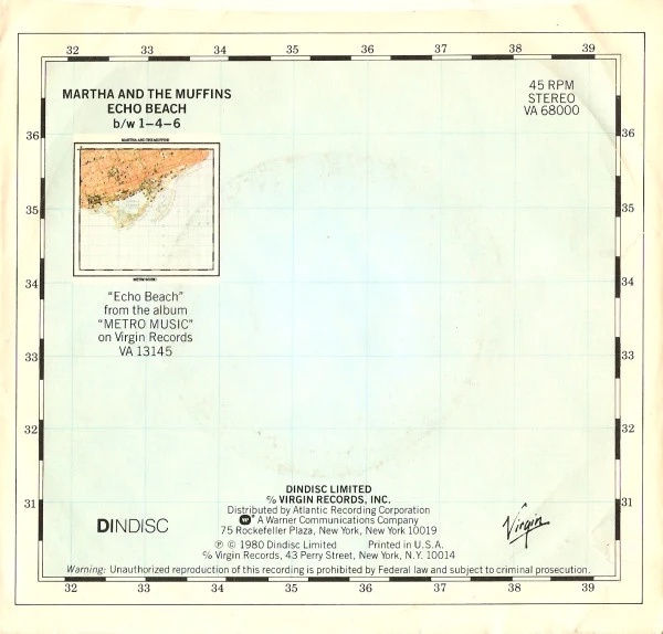 Martha And The Muffins - Echo Beach (7", Single) - Image 2