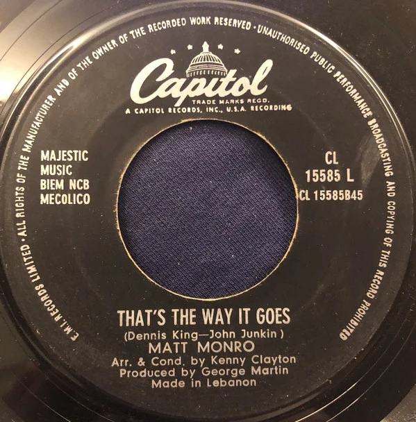 Matt Monro - All Of A Sudden / That's The Way It Goes (7")