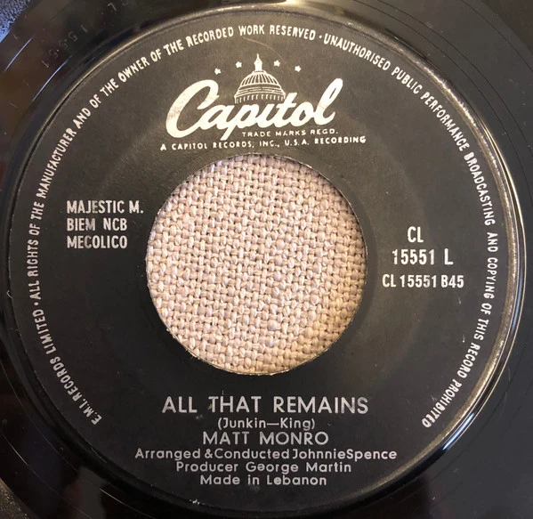 Matt Monro - The Music Played (7", Single)