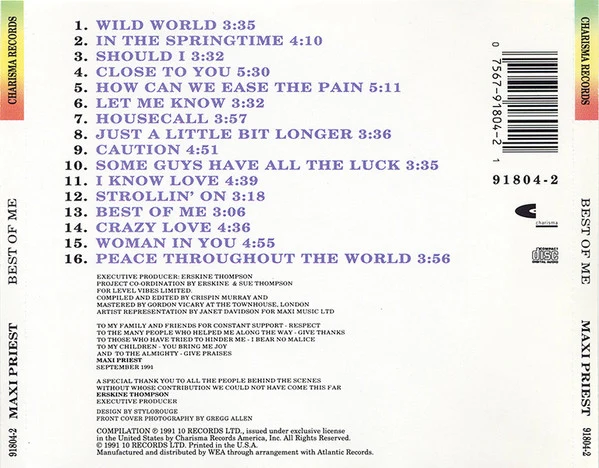 Maxi Priest - Best Of Me (CD, Comp) - Image 2