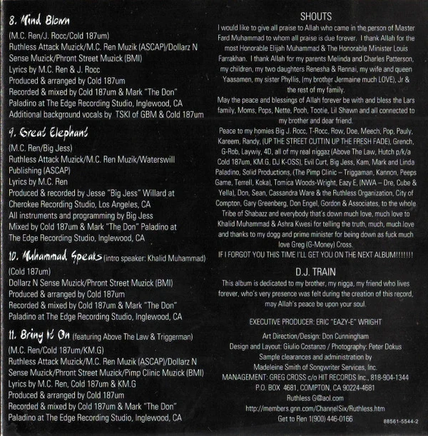 MC Ren - The Villain In Black (CD, Album) - Image 4