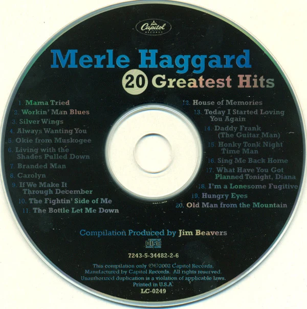 Merle Haggard - 20 Greatest Hits (CD, Comp, RE, RM) - Image 5