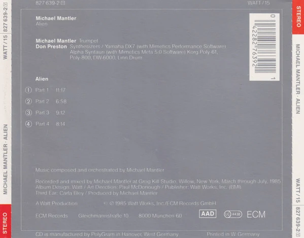 Michael Mantler - Alien (CD, Album) - Image 2