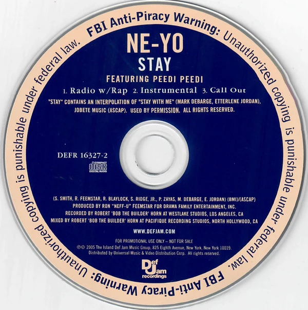 Ne-Yo Featuring Peedi Peedi - Stay (CD, Single, Promo) - Image 4