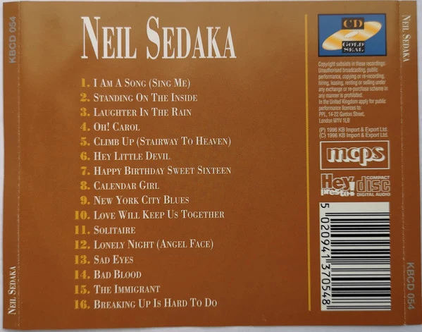 Neil Sedaka - 16 Tracks (CD, Album) - Image 2