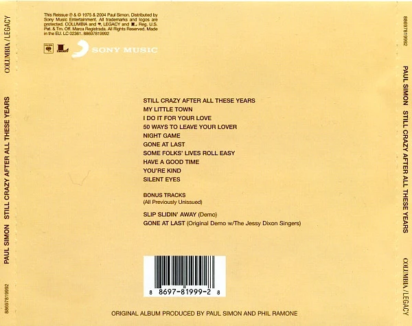 Paul Simon - Still Crazy After All These Years (CD, Album, RE, RM, Exp) - Image 2