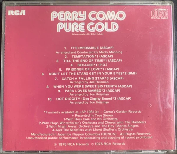 Perry Como - Pure Gold (CD, Comp) - Image 2
