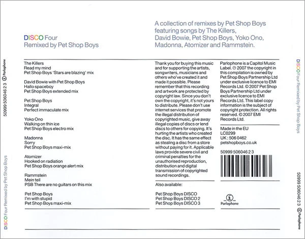 Pet Shop Boys - Disco Four (Remixed By Pet Shop Boys) (CD, Comp) - Image 2