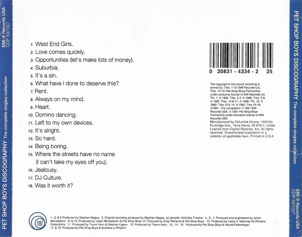 Pet Shop Boys - Discography (The Complete Singles Collection) (CD, Comp, Club, RP) - Image 4