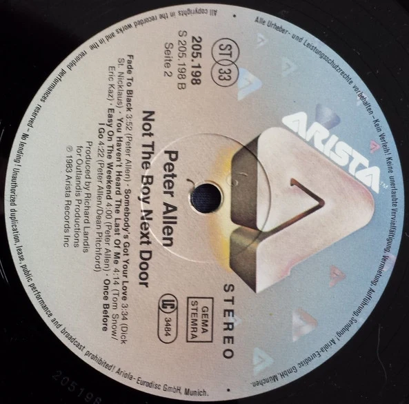 Peter Allen - Not The Boy Next Door (LP, Album) - Image 4