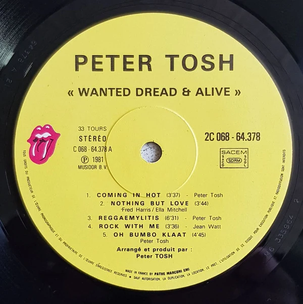Peter Tosh - Wanted Dread & Alive (LP, Album) - Image 3
