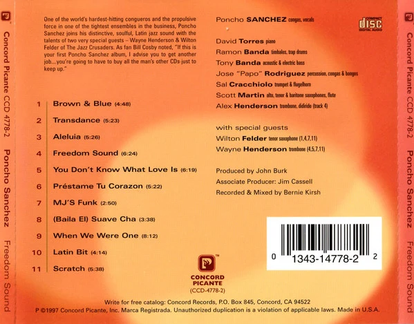 Poncho Sanchez Featuring Wilton Felder & Wayne Henderson - Freedom Sound (CD, Album) - Image 2