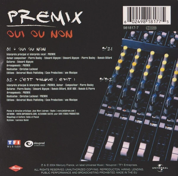 Premix - Oui Ou Non (CD, Single) - Image 2
