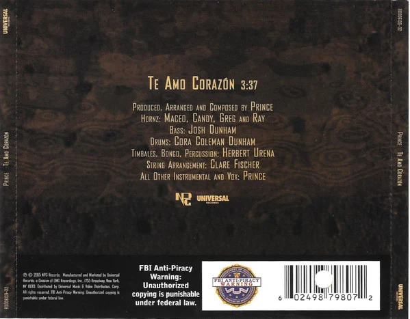 Prince - Te Amo Corazón (CD, Single) - Image 2