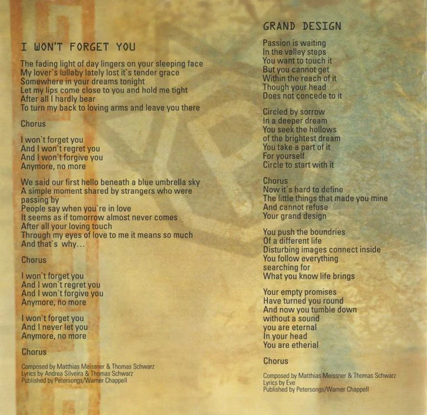 Princessa - I Won't Forget You (CD, Album) - Image 4