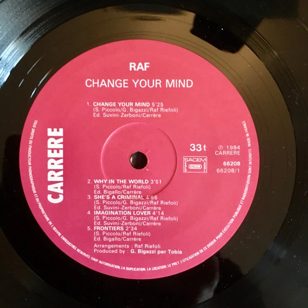 Raf  - Change Your Mind (LP, Album) - Image 4