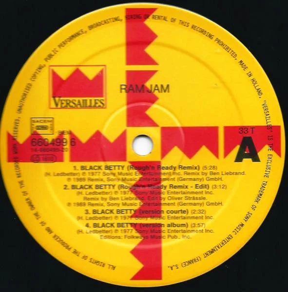 Ram Jam - Black Betty (Dance Remix) (12", Maxi) - Image 2