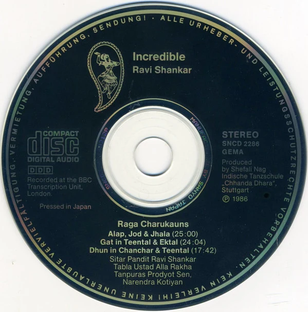 Ravi Shankar - Incredible Ravi Shankar - Raga Charukauns (CD, Album) - Image 3