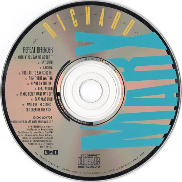 Richard Marx - Repeat Offender (CD, Album) - Image 3