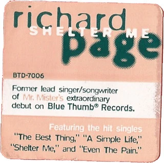 Richard Page - Shelter Me (CD, Album) - Image 2