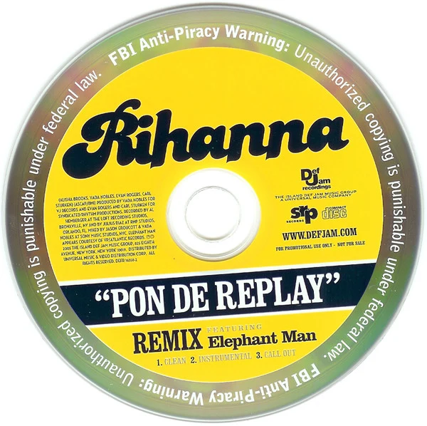 Rihanna Feat. Elephant Man - Pon De Replay (Remix) (CD, Promo) - Image 2