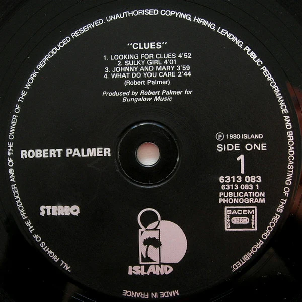 Robert Palmer - Clues (LP, Album) - Image 3