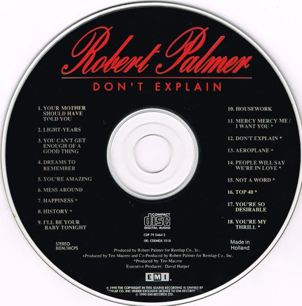 Robert Palmer - Don't Explain (CD, Album, Dut) - Image 3