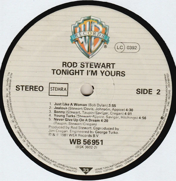 Rod Stewart - Tonight I'm Yours (LP, Album) - Image 4