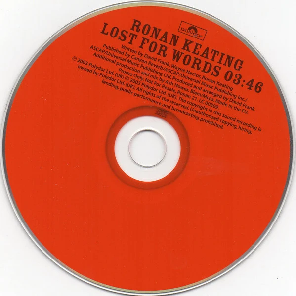 Ronan Keating - Lost For Words (CD, Single, Promo) - Image 3