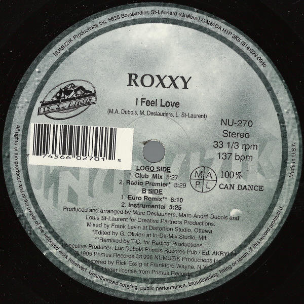 Roxxy  - I Feel Love (12", Maxi)