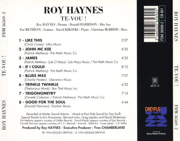 Roy Haynes - Te-Vou ! (CD, Album) - Image 2