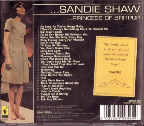 Sandie Shaw - Princess Of Britpop (CD, Album, Comp) - Image 2