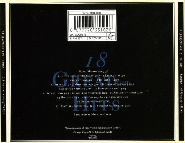 Sandra - 18 Greatest Hits (CD, Comp) - Image 2