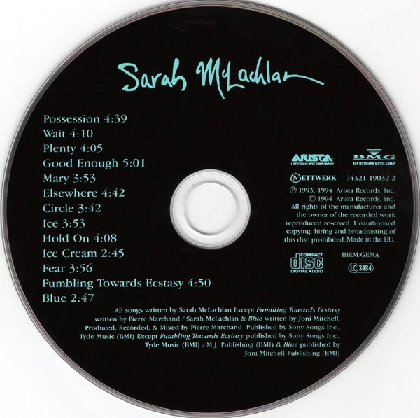 Sarah McLachlan - Fumbling Towards Ecstasy (CD, Album, RP) - Image 3