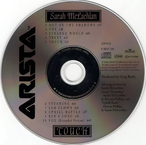 Sarah McLachlan - Touch (CD, Album) - Image 3