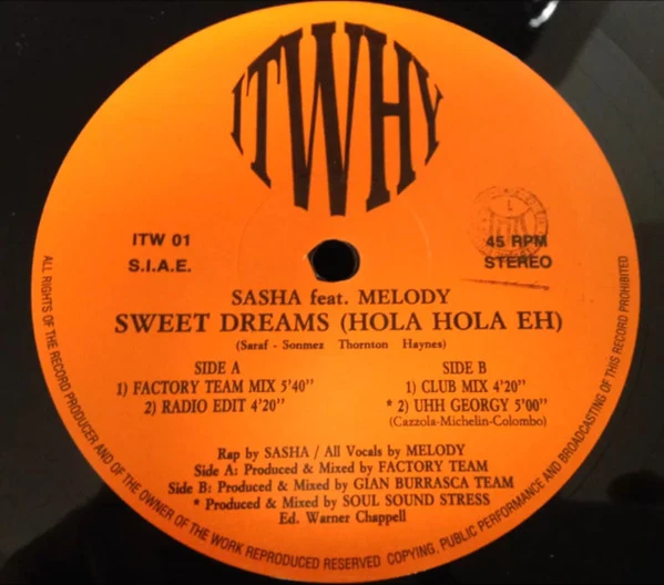 Sasha Feat. Melody Castellari - Sweet Dreams (Hola Hola Eh) (12") - Image 2