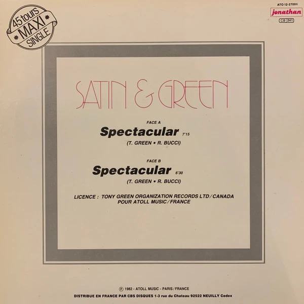 Satin & Green - Spectacular (12", Maxi) - Image 2