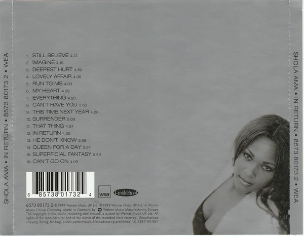 Shola Ama - In Return (CD, Album) - Image 2