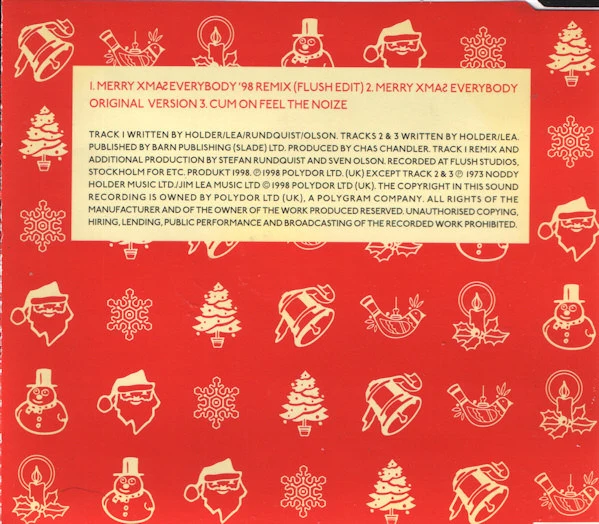 Slade Vs. Flush (8) - Merry Xmaƨ Everybody '98 Remix (CD, Single) - Image 2