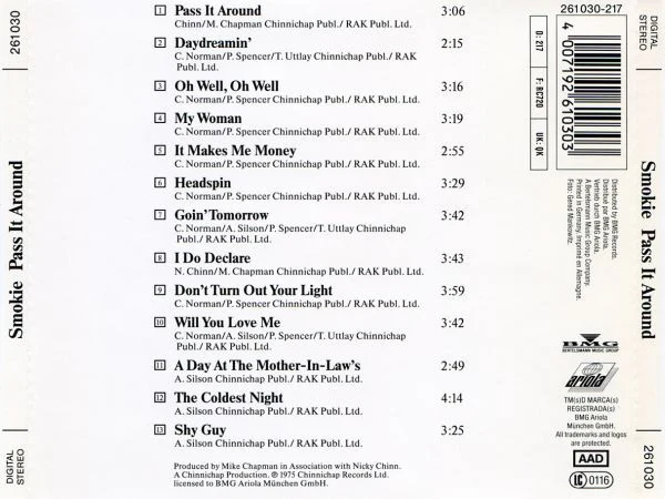 Smokie - Pass It Around (CD, Album) - Image 2