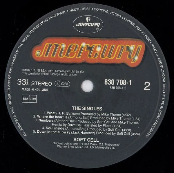 Soft Cell - The Singles (LP, Comp) - Image 4