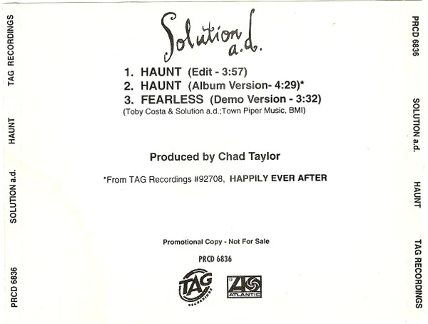 Solution A.D. - Haunt (CD, Single, Promo) - Image 2