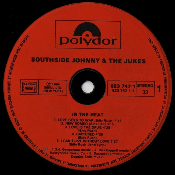 Southside Johnny & The Asbury Jukes - In The Heat (LP, Album) - Image 3