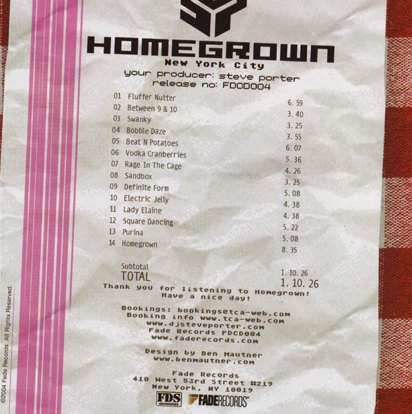 Steve Porter - Homegrown (CD, Album, Mixed) - Image 4