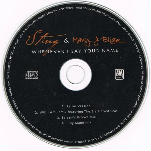 Sting & Mary J Blige* - Whenever I Say Your Name (CD, Maxi) - Image 4