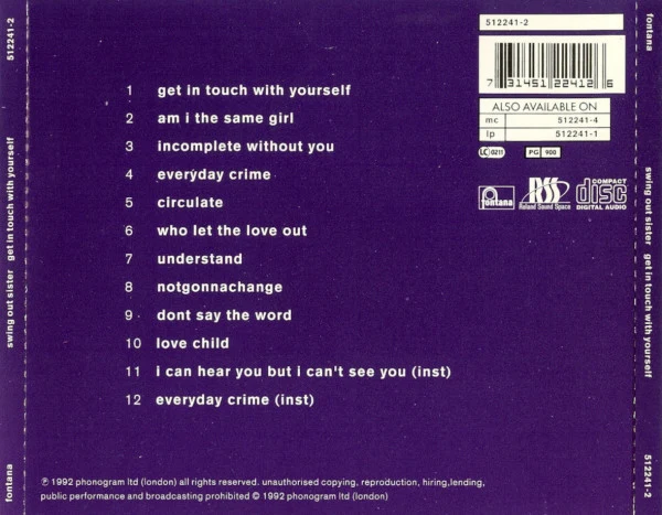 Swing Out Sister - Get In Touch With Yourself (CD, Album) - Image 2