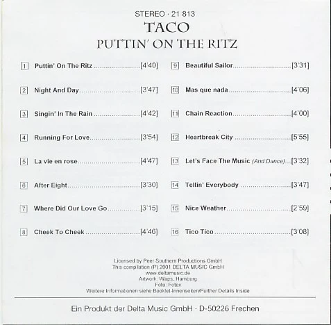 Taco - Puttin' On The Ritz (CD, Comp) - Image 2