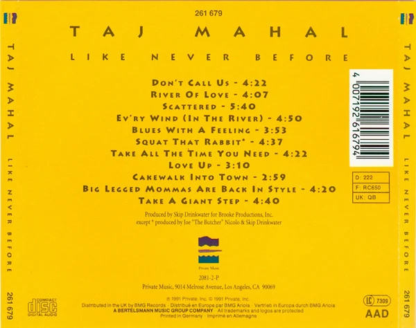 Taj Mahal - Like Never Before (CD, Album) - Image 2