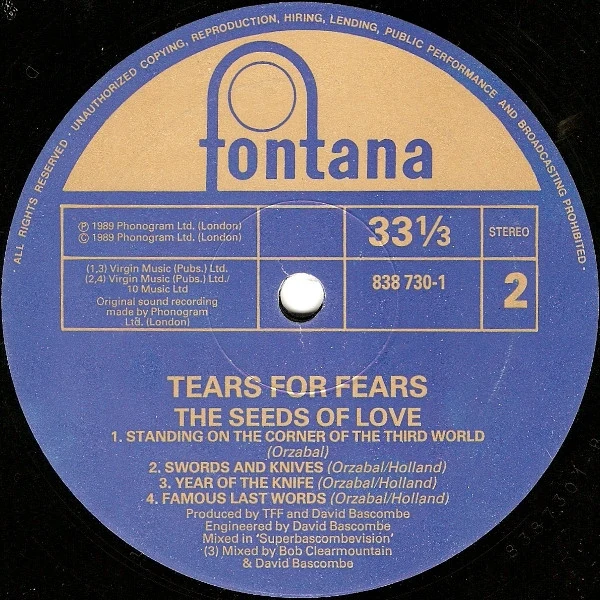 Tears For Fears - The Seeds Of Love (LP, Album) - Image 4