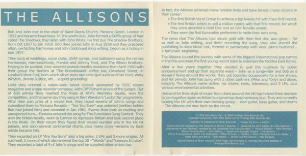 The Allisons - All The Hits Plus More (CD, Comp) - Image 2